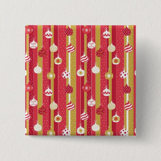 Rotgelbe Weihnachtsbaumschmuck Button (Vorderseite)