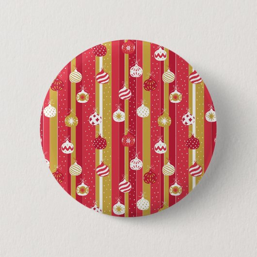 Rotgelbe Weihnachtsbaumschmuck Button (Vorderseite)