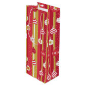 Rotgelbe Weihnachtsbaumschmuck Geschenktüte Für Weinflaschen (Vorderseite Schrägansicht)