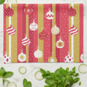 Rotgelbe Weihnachtsbaumschmuck Geschirrtuch (Gefaltet)