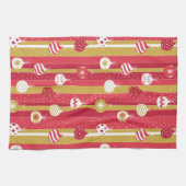 Rotgelbe Weihnachtsbaumschmuck Geschirrtuch (Horizontal)