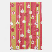 Rotgelbe Weihnachtsbaumschmuck Geschirrtuch (Vertikal)