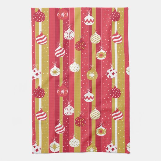 Rotgelbe Weihnachtsbaumschmuck Geschirrtuch (Vertikal)