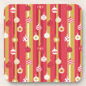 Rotgelbe Weihnachtsbaumschmuck Getränkeuntersetzer (Vorderseite)