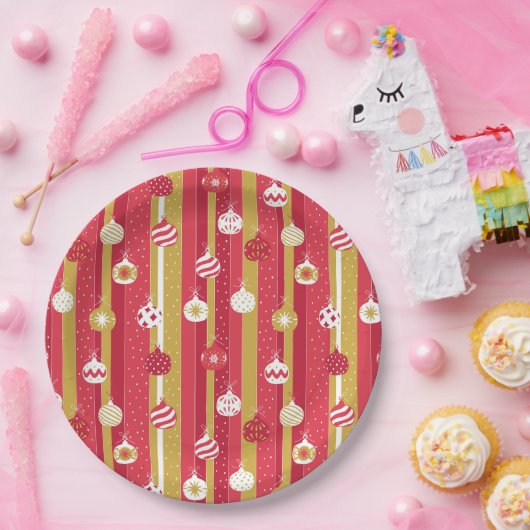 Rotgelbe Weihnachtsbaumschmuck Pappteller (Party)