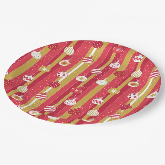 Rotgelbe Weihnachtsbaumschmuck Pappteller (Schrägansicht)