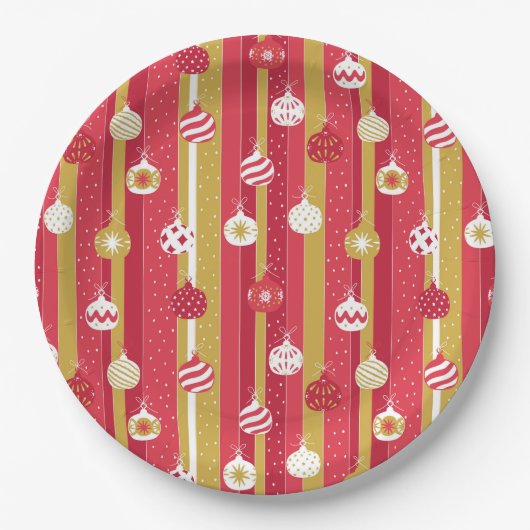 Rotgelbe Weihnachtsbaumschmuck Pappteller (Vorderseite)
