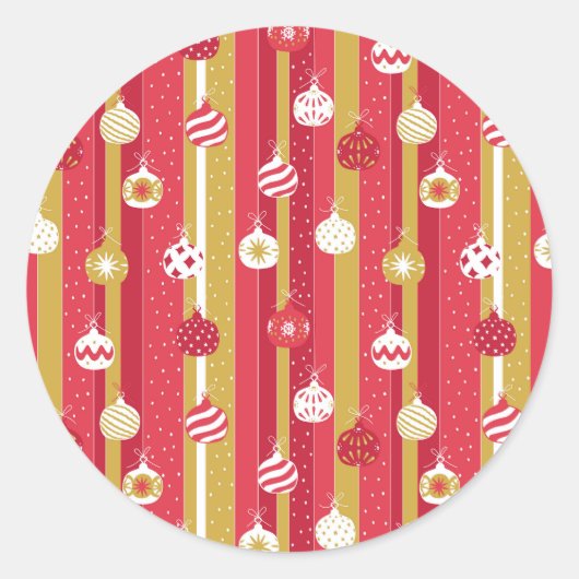 Rotgelbe Weihnachtsbaumschmuck Runder Aufkleber (Vorderseite)