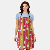 Rotgelbe Weihnachtsbaumschmuck Schürze (Getragen)