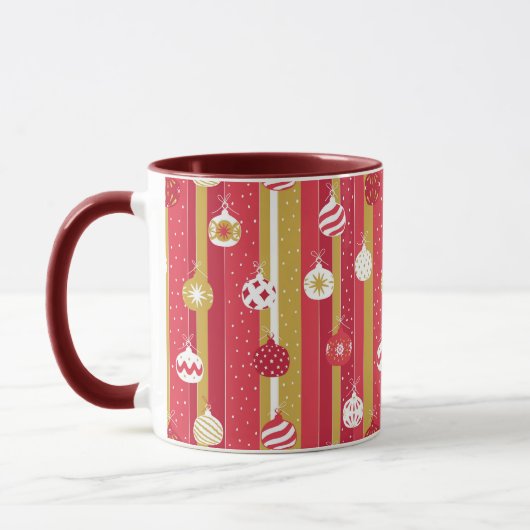 Rotgelbe Weihnachtsbaumschmuck Tasse (Links)