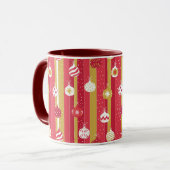Rotgelbe Weihnachtsbaumschmuck Tasse (Vorderseite Links)
