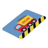 Rotgelber LKW Kids Personalisiert Magnet (Linke Seite)