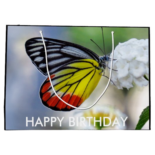 Rotgelber Schmetterling Gestalt Jezebel Große Geschenktüte (Rückseite)