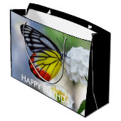 Rotgelber Schmetterling Gestalt Jezebel Große Geschenktüte (Rückseite Schrägansicht)