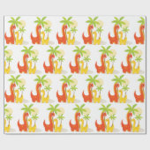 Rotgelbes Dinosaurier-Umschlagpapier für Geschenke Geschenkpapier (Flach)