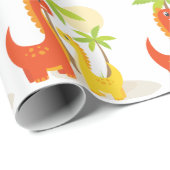 Rotgelbes Dinosaurier-Umschlagpapier für Geschenke Geschenkpapier (Rolleneckpunkt)
