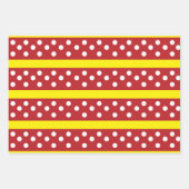 Rotgelbes Polka-Dot-Streifen-Muster Geschenkpapier Set (Vorderseite 3)