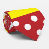 Rotgelbes Polka-Dot-Streifen-Muster Krawatte (Gerollt)