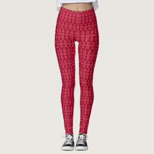 Rotgeometrische Ornamenmuster-Retro Leggings