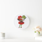 Rotgeranuhr-Blume Runde Wanduhr (Zuhause)
