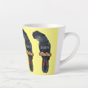 Rotgeschwänzter schwarzer Kakadu-Vogel-Cartoon Milchtasse
