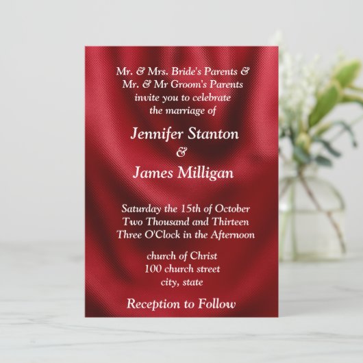 Rotgewebe Einladung (Stehend Vorderseite)