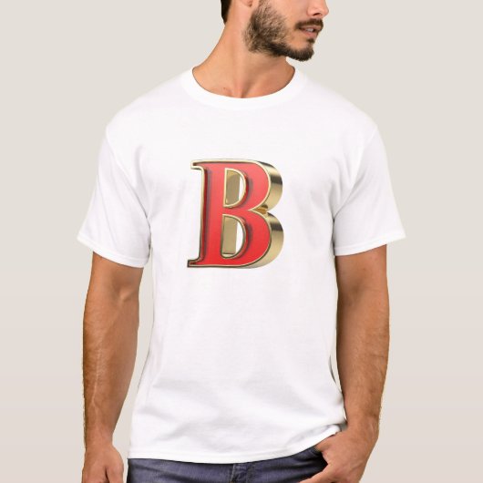 Rotglasbuchstabe B T-Shirt (Vorderseite)