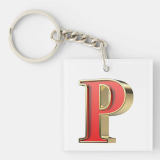 Rotglasbuchstabe P Schlüsselanhänger