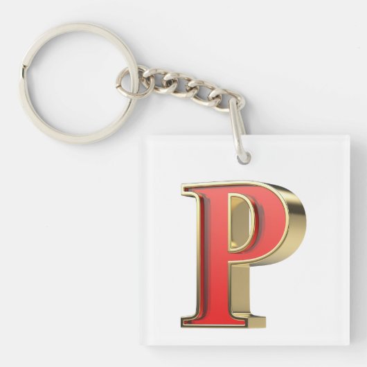 Rotglasbuchstabe P Schlüsselanhänger (Vorderseite)