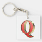 Rotglasbuchstabe Q Schlüsselanhänger (Vorderseite)