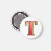 Rotglasbuchstabe T Magnet (Vorderseite/Rückseite)