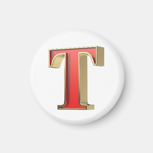 Rotglasbuchstabe T Magnet (Vorne)