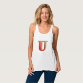 Rotglasbuchstabe U Tank Top (Vorderseite Vollansicht)