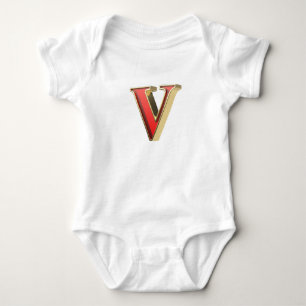 Rotglasbuchstabe V Baby Strampler