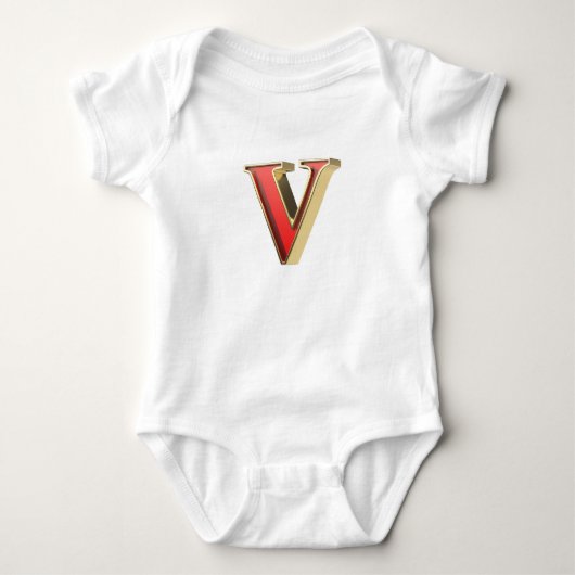 Rotglasbuchstabe V Baby Strampler (Vorderseite)