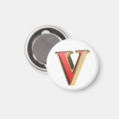 Rotglasbuchstabe V Magnet (Vorderseite/Rückseite)