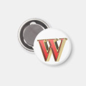 Rotglasbuchstabe W Magnet (Vorderseite/Rückseite)