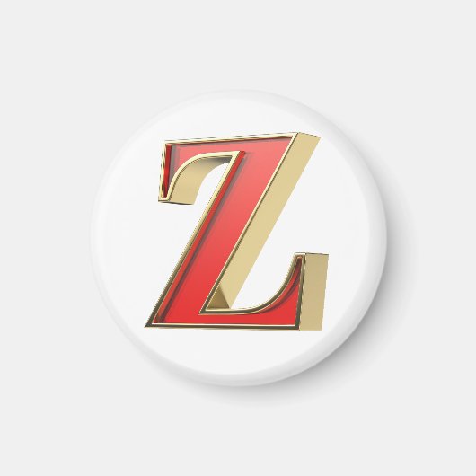 Rotglasbuchstabe Z Magnet (Vorne)