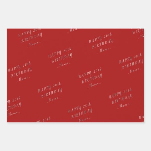 Rotglücklicher Geburtstag Geschenkpapier Set (Vorderseite 2)