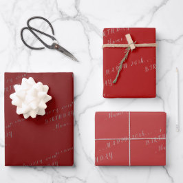 Rotglücklicher Geburtstag Geschenkpapier Set