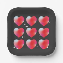 Rotglühende Herzen, Valentinstag Pappteller