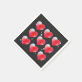 Rotglühende Herzen, Valentinstag schönes Herz Serviette (Ecke)