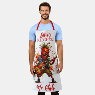 Rotglühender Herr Chili Rockstar Schürze