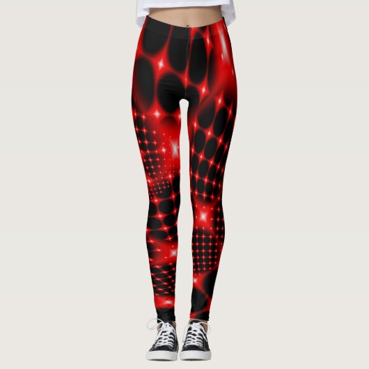 Rotglühendes Fraktal Leggings (Vorderseite)