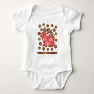 Rotgold 2023 Kaninchen Lunar Chinesisches Neujahr Baby Strampler