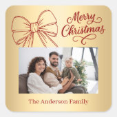 Rotgold-Bug Foto Weihnachten Quadratischer Aufkleber (Vorderseite)