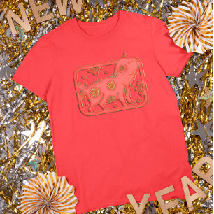 Rotgold Chinesisches Neujahr Schwein Chinesischer T-Shirt