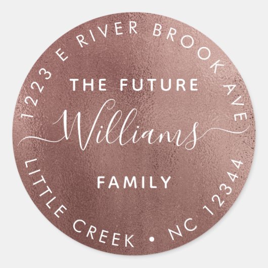 Rotgold | Elegant Modern Future Mr. und Mrs. Runder Aufkleber (Vorderseite)