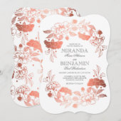 Rotgold | Elegante und einfache Hochzeit Einladung (Vorne/Hinten)