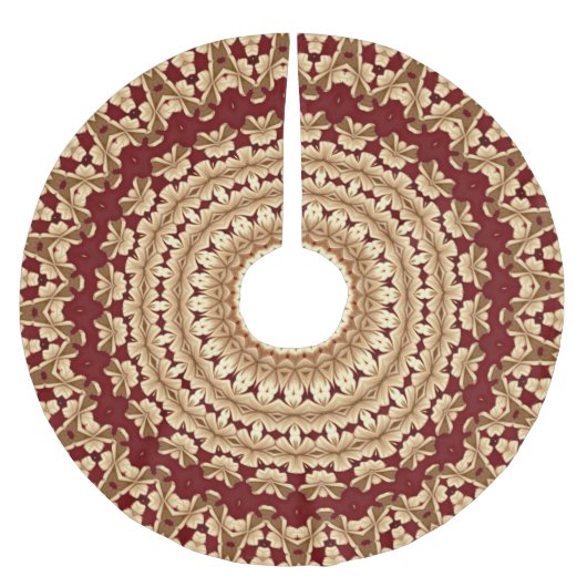 Rotgold-Feiertags-Weihnachtsrock Polyester Weihnachtsbaumdecke (Vorderseite)